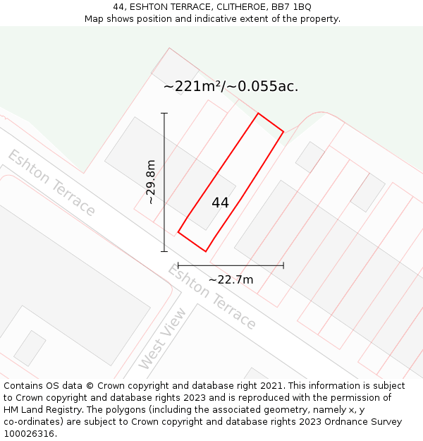 44, ESHTON TERRACE, CLITHEROE, BB7 1BQ: Plot and title map