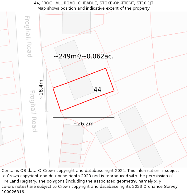 44, FROGHALL ROAD, CHEADLE, STOKE-ON-TRENT, ST10 1JT: Plot and title map