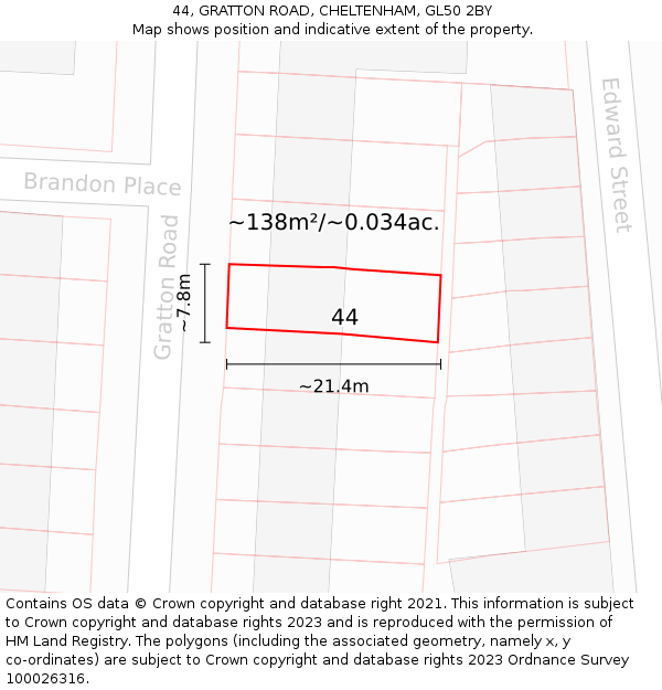 44, GRATTON ROAD, CHELTENHAM, GL50 2BY: Plot and title map