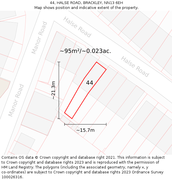 44, HALSE ROAD, BRACKLEY, NN13 6EH: Plot and title map