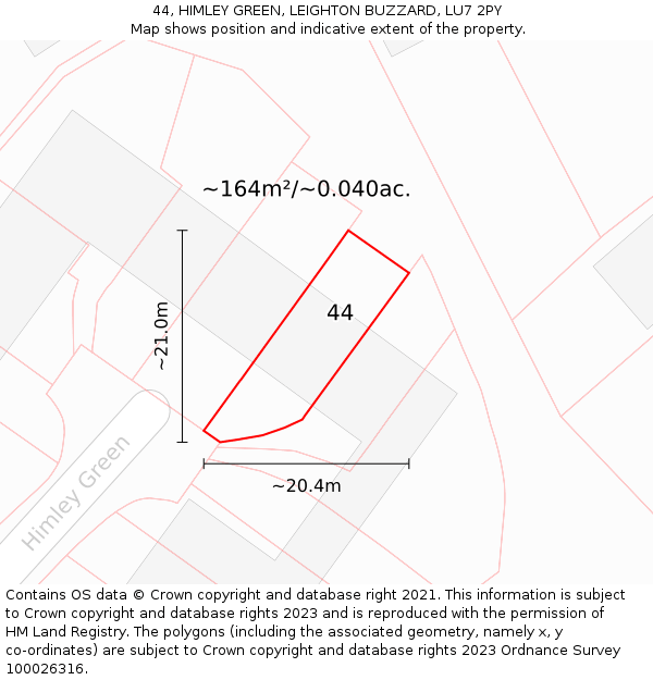 44, HIMLEY GREEN, LEIGHTON BUZZARD, LU7 2PY: Plot and title map