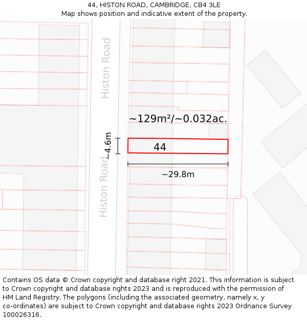 44, HISTON ROAD, CAMBRIDGE, CB4 3LE: Plot and title map