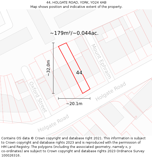 44, HOLGATE ROAD, YORK, YO24 4AB: Plot and title map