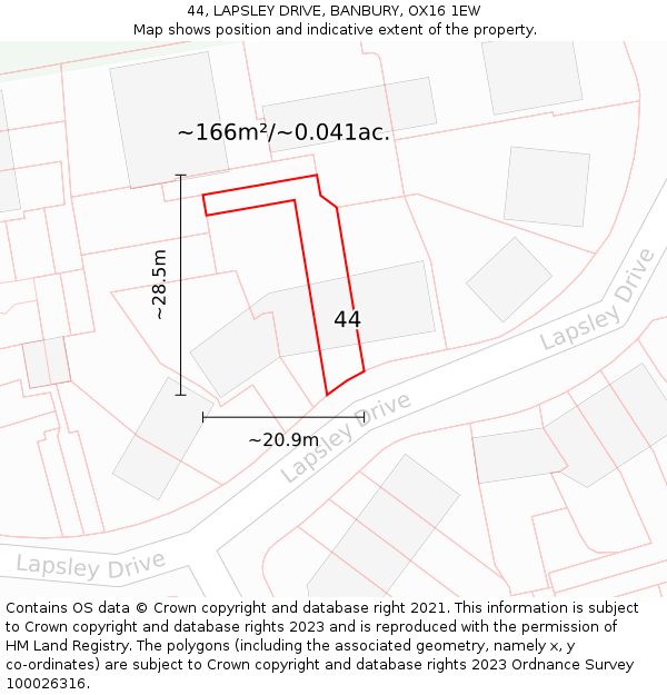44, LAPSLEY DRIVE, BANBURY, OX16 1EW: Plot and title map