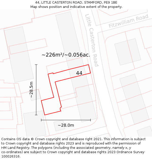 44, LITTLE CASTERTON ROAD, STAMFORD, PE9 1BE: Plot and title map