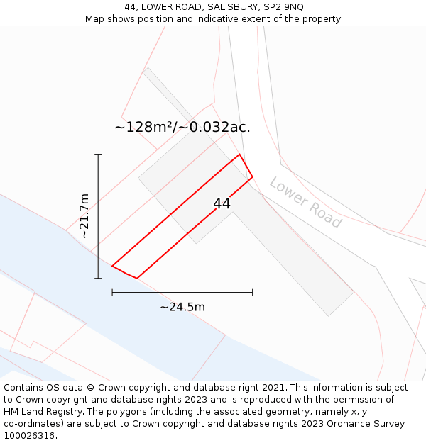 44, LOWER ROAD, SALISBURY, SP2 9NQ: Plot and title map