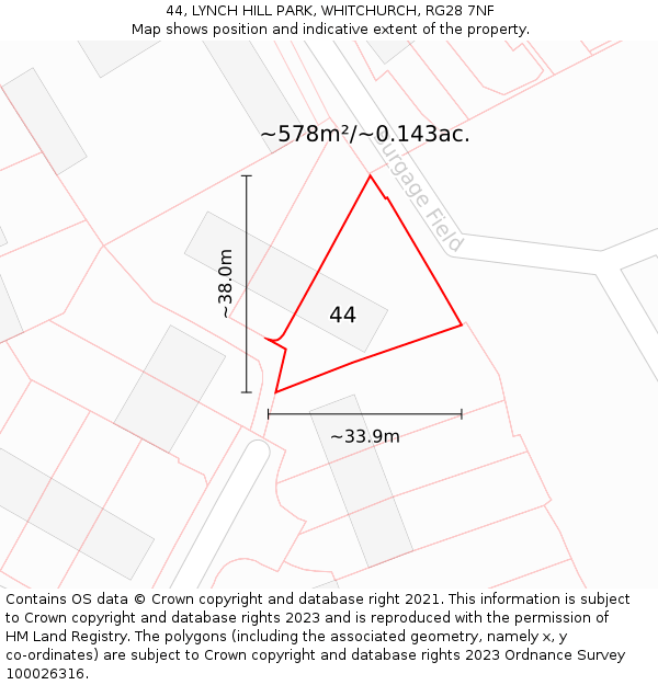 44, LYNCH HILL PARK, WHITCHURCH, RG28 7NF: Plot and title map