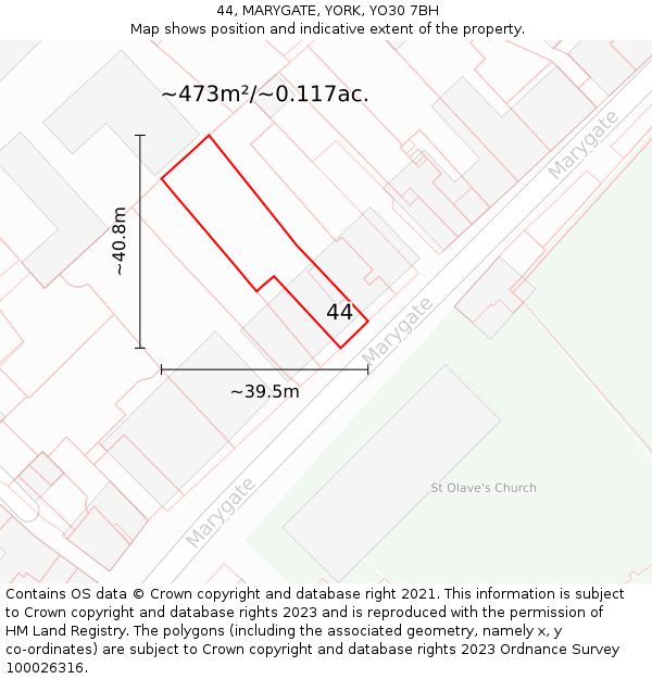 44, MARYGATE, YORK, YO30 7BH: Plot and title map