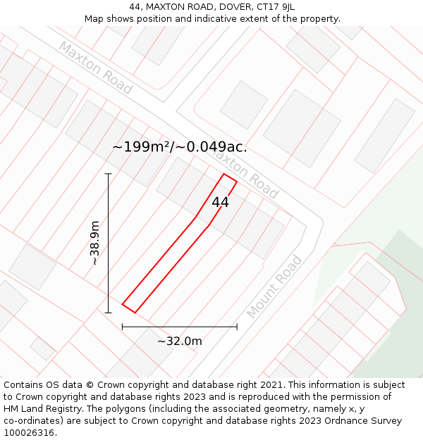 44, MAXTON ROAD, DOVER, CT17 9JL: Plot and title map