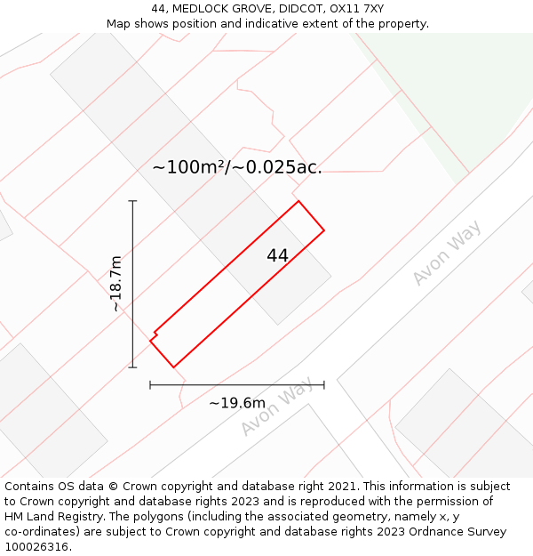 44, MEDLOCK GROVE, DIDCOT, OX11 7XY: Plot and title map
