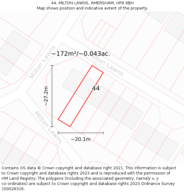 44, MILTON LAWNS, AMERSHAM, HP6 6BH: Plot and title map