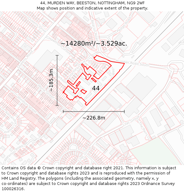 44, MURDEN WAY, BEESTON, NOTTINGHAM, NG9 2WF: Plot and title map