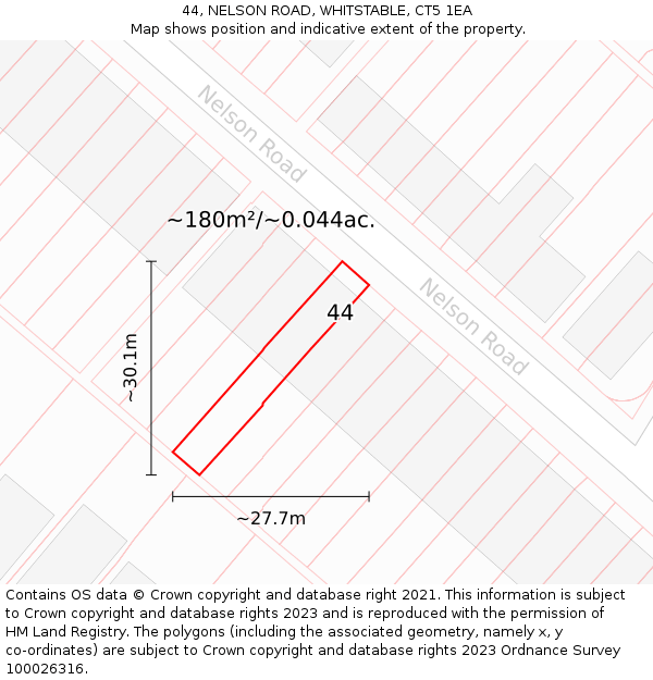 44, NELSON ROAD, WHITSTABLE, CT5 1EA: Plot and title map