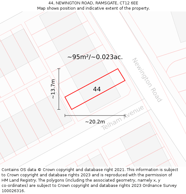 44, NEWINGTON ROAD, RAMSGATE, CT12 6EE: Plot and title map