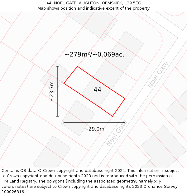 44, NOEL GATE, AUGHTON, ORMSKIRK, L39 5EG: Plot and title map