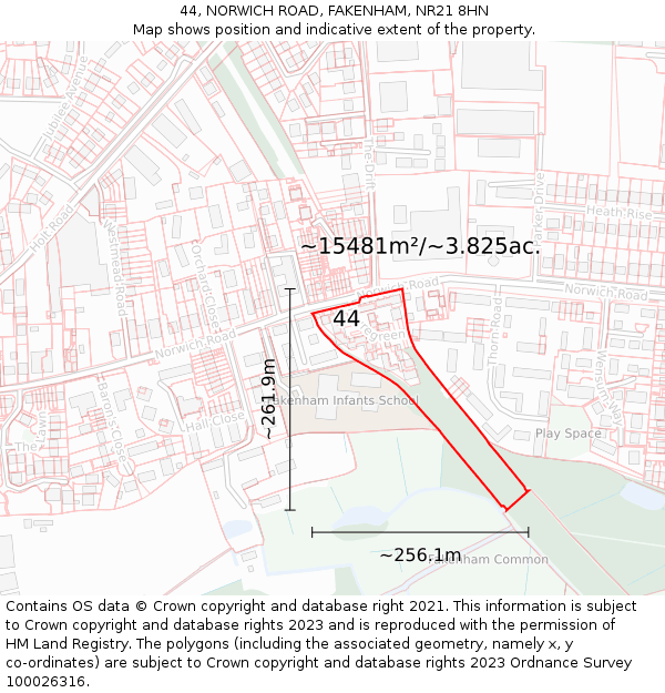 44, NORWICH ROAD, FAKENHAM, NR21 8HN: Plot and title map