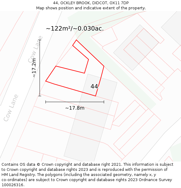 44, OCKLEY BROOK, DIDCOT, OX11 7DP: Plot and title map