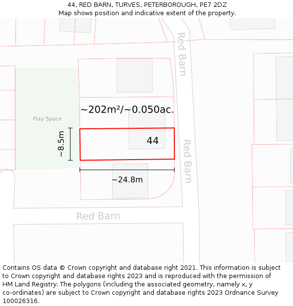 44, RED BARN, TURVES, PETERBOROUGH, PE7 2DZ: Plot and title map