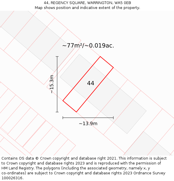 44, REGENCY SQUARE, WARRINGTON, WA5 0EB: Plot and title map