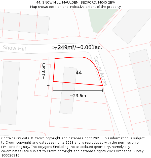 44, SNOW HILL, MAULDEN, BEDFORD, MK45 2BW: Plot and title map