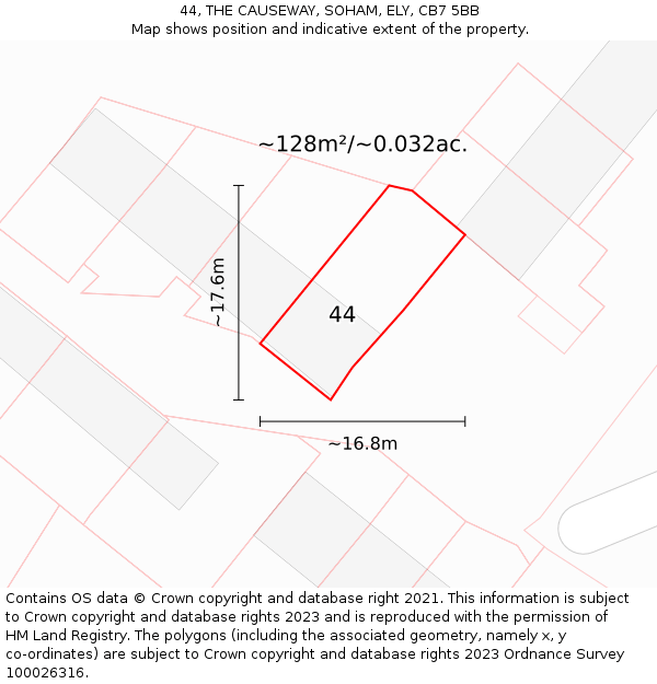 44, THE CAUSEWAY, SOHAM, ELY, CB7 5BB: Plot and title map