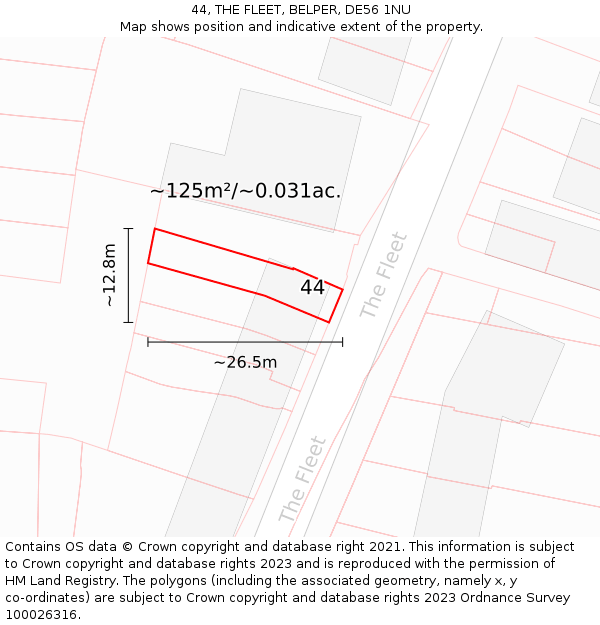 44, THE FLEET, BELPER, DE56 1NU: Plot and title map