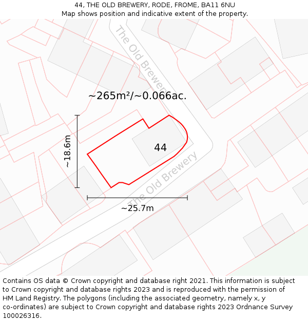 44, THE OLD BREWERY, RODE, FROME, BA11 6NU: Plot and title map