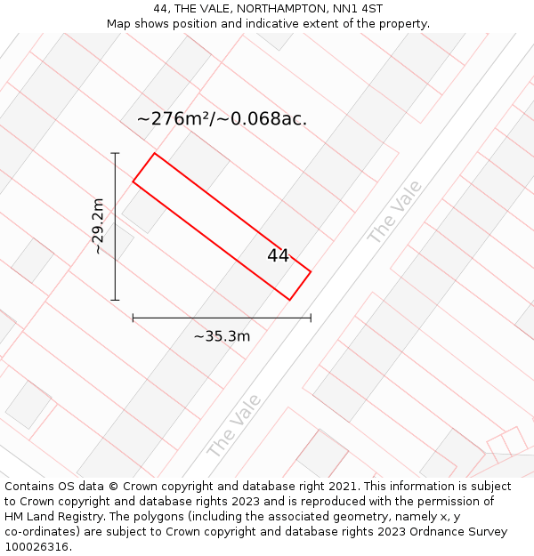 44, THE VALE, NORTHAMPTON, NN1 4ST: Plot and title map
