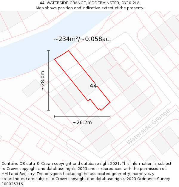 44, WATERSIDE GRANGE, KIDDERMINSTER, DY10 2LA: Plot and title map