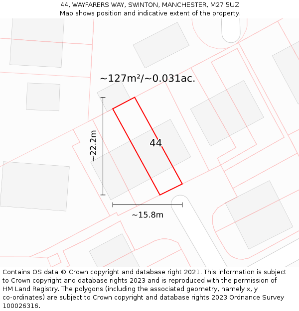 44, WAYFARERS WAY, SWINTON, MANCHESTER, M27 5UZ: Plot and title map
