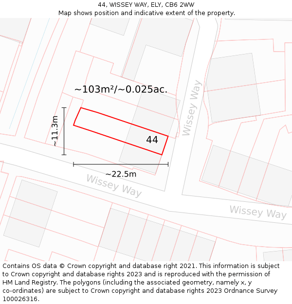 44, WISSEY WAY, ELY, CB6 2WW: Plot and title map