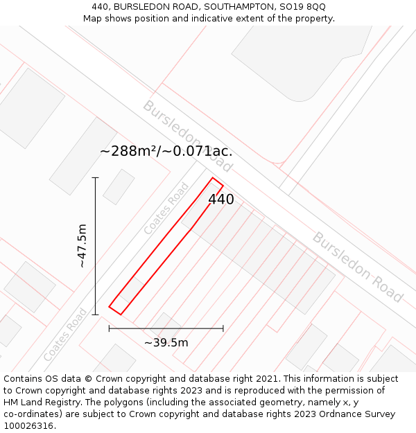 440, BURSLEDON ROAD, SOUTHAMPTON, SO19 8QQ: Plot and title map