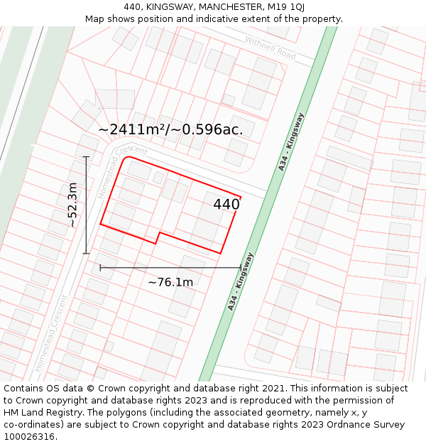 440, KINGSWAY, MANCHESTER, M19 1QJ: Plot and title map