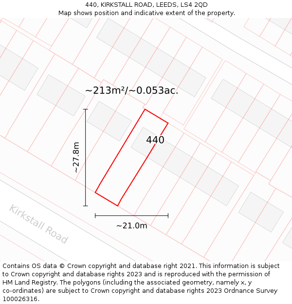 440, KIRKSTALL ROAD, LEEDS, LS4 2QD: Plot and title map