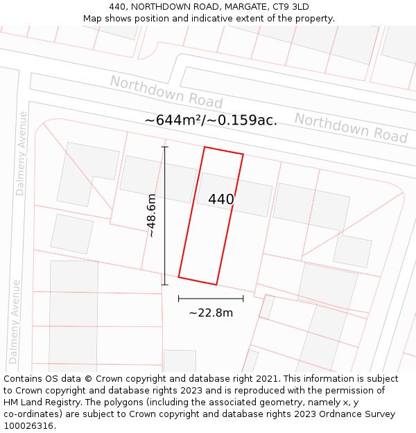 440, NORTHDOWN ROAD, MARGATE, CT9 3LD: Plot and title map