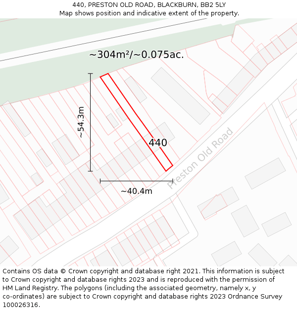 440, PRESTON OLD ROAD, BLACKBURN, BB2 5LY: Plot and title map
