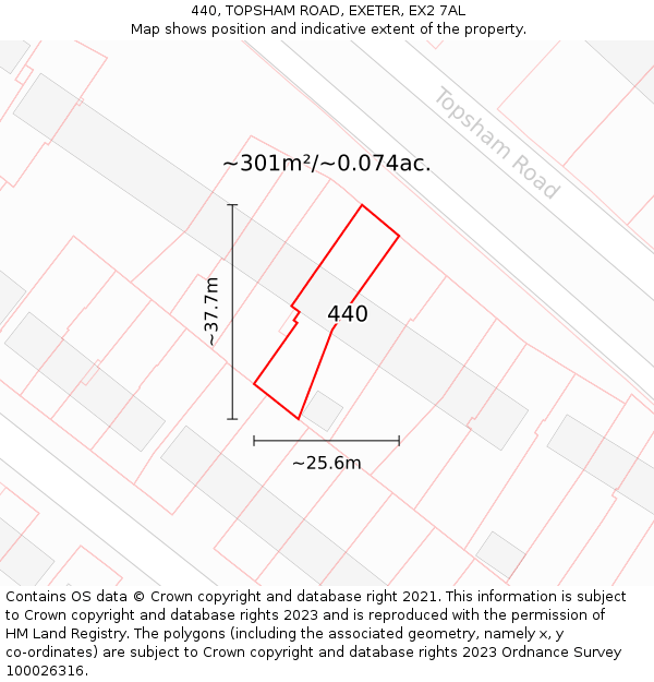 440, TOPSHAM ROAD, EXETER, EX2 7AL: Plot and title map