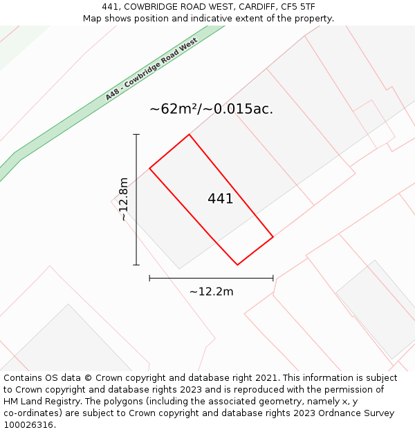 441, COWBRIDGE ROAD WEST, CARDIFF, CF5 5TF: Plot and title map