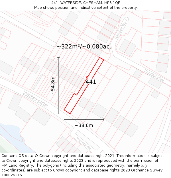 441, WATERSIDE, CHESHAM, HP5 1QE: Plot and title map