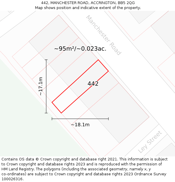 442, MANCHESTER ROAD, ACCRINGTON, BB5 2QG: Plot and title map