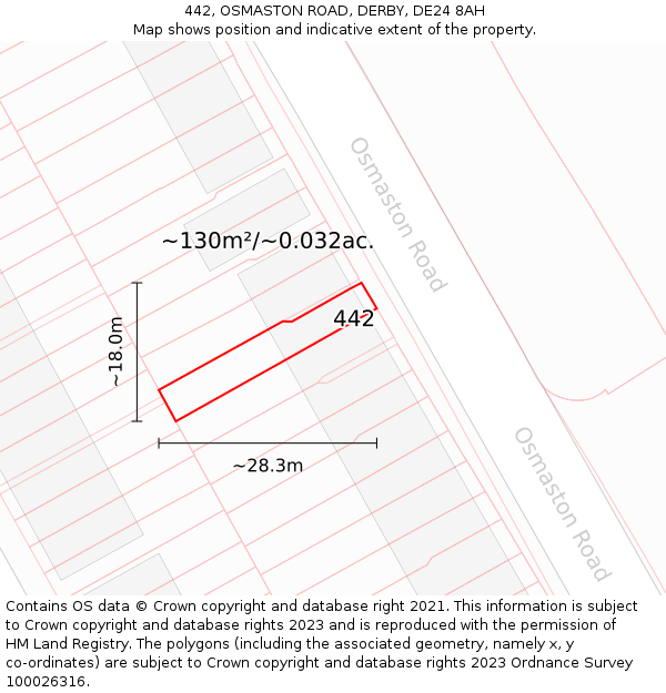 442, OSMASTON ROAD, DERBY, DE24 8AH: Plot and title map