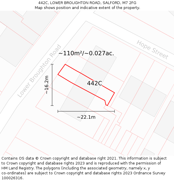 442C, LOWER BROUGHTON ROAD, SALFORD, M7 2FG: Plot and title map