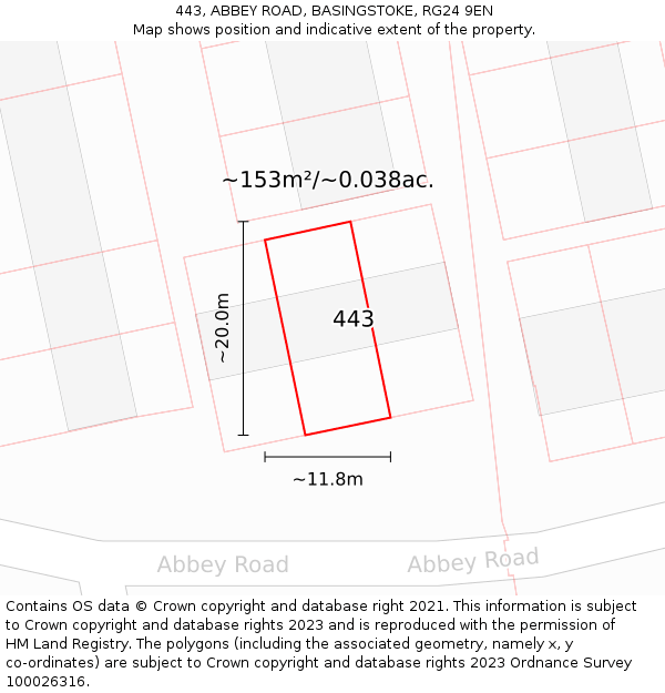 443, ABBEY ROAD, BASINGSTOKE, RG24 9EN: Plot and title map