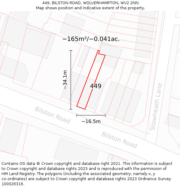 449, BILSTON ROAD, WOLVERHAMPTON, WV2 2NN: Plot and title map