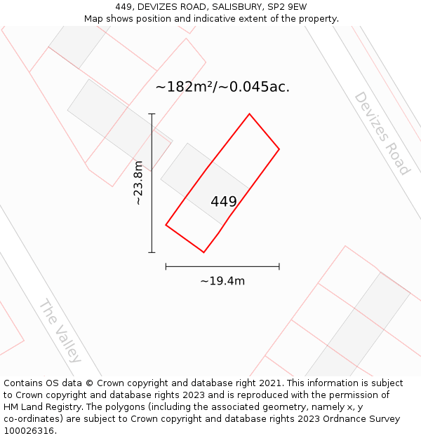 449, DEVIZES ROAD, SALISBURY, SP2 9EW: Plot and title map