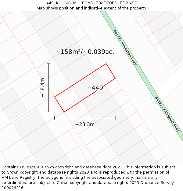 449, KILLINGHALL ROAD, BRADFORD, BD2 4SD: Plot and title map