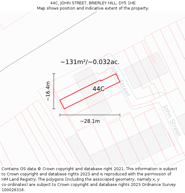 44C, JOHN STREET, BRIERLEY HILL, DY5 1HE: Plot and title map