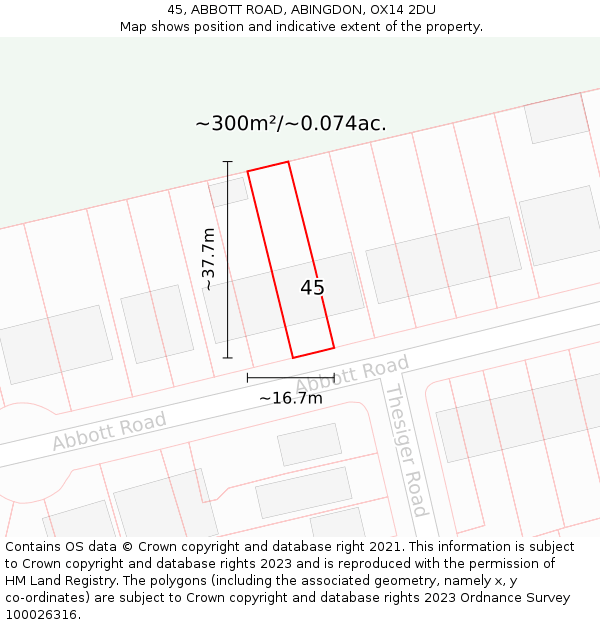 45, ABBOTT ROAD, ABINGDON, OX14 2DU: Plot and title map
