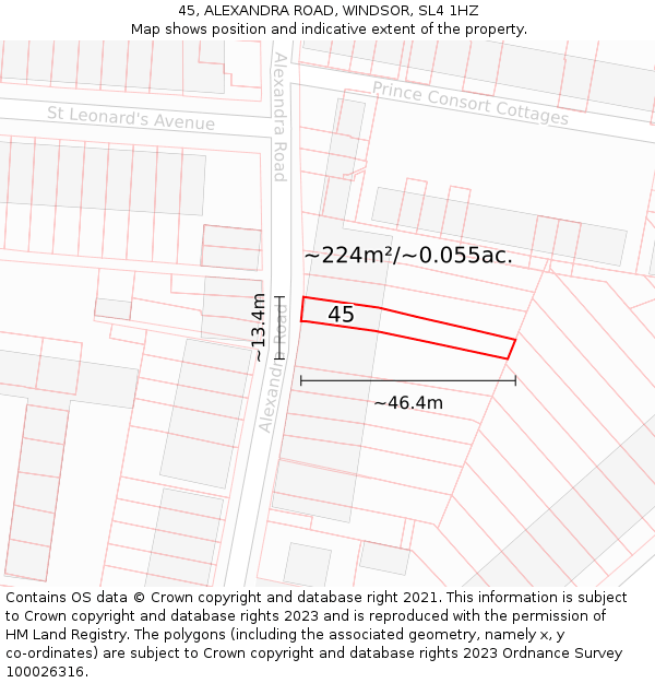 45, ALEXANDRA ROAD, WINDSOR, SL4 1HZ: Plot and title map