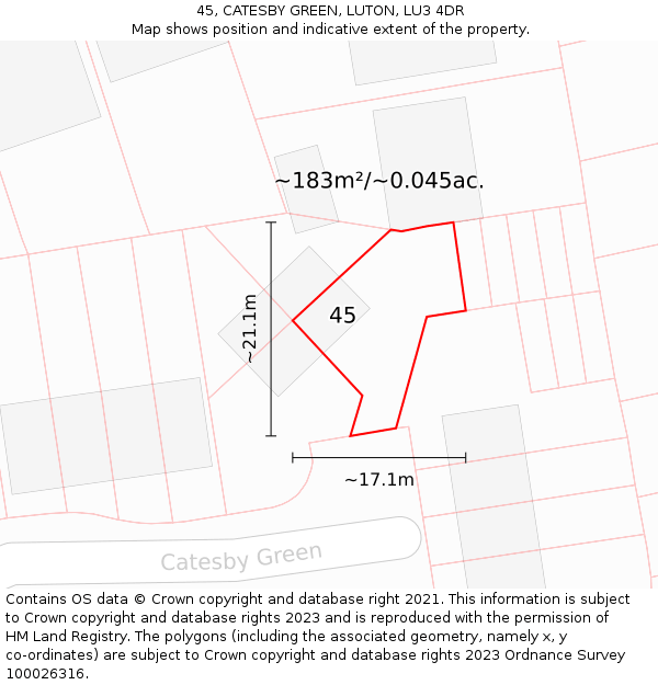 45, CATESBY GREEN, LUTON, LU3 4DR: Plot and title map